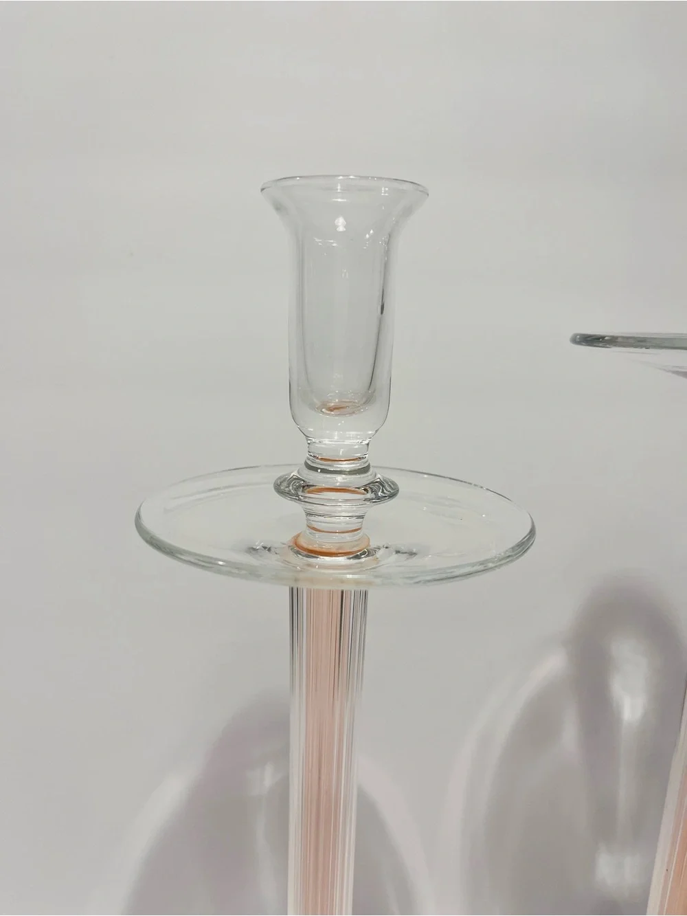 Vtg IVV  Italy Tall Postmodern Vetraria Valdarnese 2 Pink Glass Candle Holders
